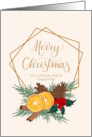 Birth Daughter Christmas with Geometric Frame Pine Cones and Spices card
