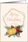 Courier Driver with Christmas Frame Pine Cones Spice and Holly card