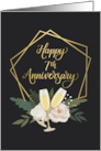 Happy 7th Anniversary with Geometric Frame Wine Glasses and Peonies card