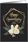 From All Of Us Happy Anniversary with Frame Wine Glasses and Peonies card