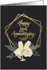 Couple Happy 20th Anniversary with Frame Wine Glasses and Peonies card