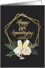 Foster Parents 64th Anniversary with Frame Wine Glasses and Peonies card