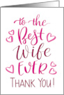 Best Wife Ever Thank You Typography in Pink Tones card