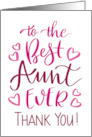 Best Aunt Ever Thank You Typography in Pink Tones card