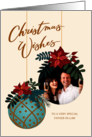 Custom Photo Christmas Wishes for Father-In-Law with Hanging Ornament card