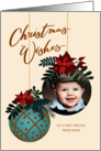 Custom Photo Christmas Wishes for Mom Mom with Hanging Ornament card