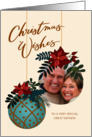 Custom Photo Christmas Wishes for Great Nephew with Hanging Ornament card