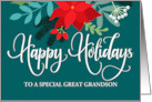 Customizable Happy Holidays to Great Grandson with Poinsettias card