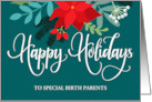 Customizable Happy Holidays Birth Parents with Poinsettias card