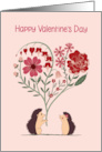 General Valentine’s Day Hedgehog giving a Heart Shaped Flower Bouquet card