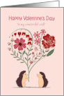 Custom Wife Valentine’s Day with Hedgehogs and Heart Shaped Flowers card