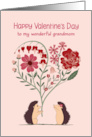 Grandmom for Valentine’s Day with Hedgehogs and Heart Shaped Flowers card