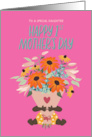 1st Mother’s Day for Daughter with Dark Skin Tone Baby holding Flowers card