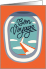 Bon Voyage with Retro Airplane Window of the Plane Wing and Sky card