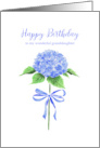 Happy Birthday Granddaughter with Watercolor Blue Hydrangea with Bow card