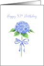 Happy 89th Birthday with Watercolor Blue Hydrangea with Ribbon Bow card