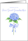 Thinking of You Great Grandmother with Watercolor Flower with Bow card
