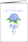 Thank You Goddaughter with Watercolor Hydrangea Flower with Ribbon Bow card
