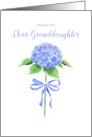Thank You Granddaughter with Watercolor Hydrangea Flower with Bow card