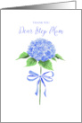 Thank You Step Mom with Watercolor Hydrangea Flower with Ribbon Bow card