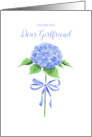 Thank You Girlfriend with Watercolor Hydrangea Flower with Ribbon Bow card