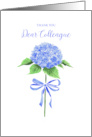 Thank You Colleague with Watercolor Hydrangea Flower with Ribbon Bow card
