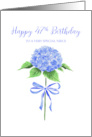 Happy 47th Birthday Niece with Watercolor Blue Hydrangea with Bow card