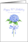 Happy 86th Birthday Niece with Watercolor Blue Hydrangea with Bow card
