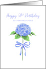 Happy 91st Birthday Niece with Watercolor Blue Hydrangea with Bow card