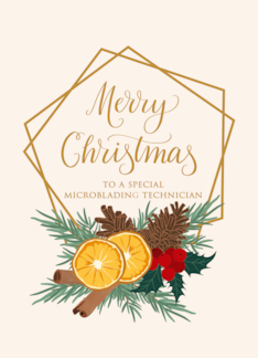Microblading Technician Christmas with Geometric Frame Holly andSpices
