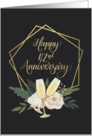 Happy 42nd Anniversary with Geometric Frame Wine Glasses and Peonies card