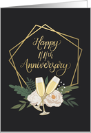 Happy 44th Anniversary with Geometric Frame Wine Glasses and Peonies card