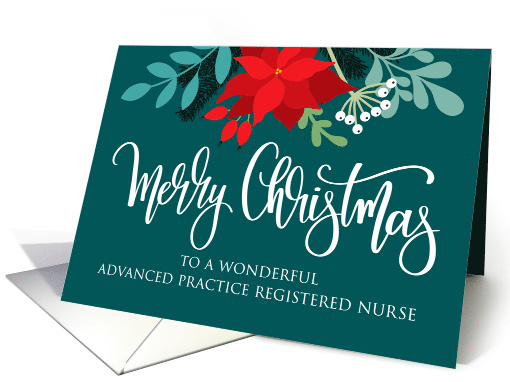 APRN Merry Christmas with Flowers Rose Hip and Hand Lettering card