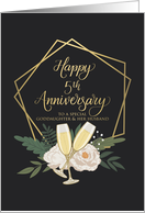 Goddaughter and Husband 5th Anniversary with Wine Glasses and Peonies card