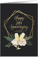 Foster Parents 29th Anniversary with Frame Wine Glasses and Peonies card