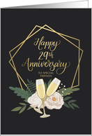 Friends Happy 29th Anniversary with Frame Wine Glasses and Peonies card