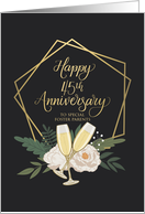 Foster Parents 45th Anniversary with Frame Wine Glasses and Peonies card