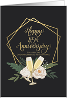 Goddaughter and Husband 45th Anniversary with Wine Glasses and Peonies card