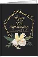 Goddaughter and Husband 50th Anniversary with Wine Glasses and Peonies card