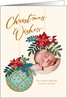 Custom Photo Christmas Aunt and Uncle with Hanging Ornament card
