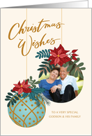 Photo Christmas Wishes for Godson and Family with Hanging Ornament card