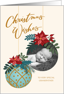 Custom Photo Christmas Wishes for Grandfather with Hanging Ornament card