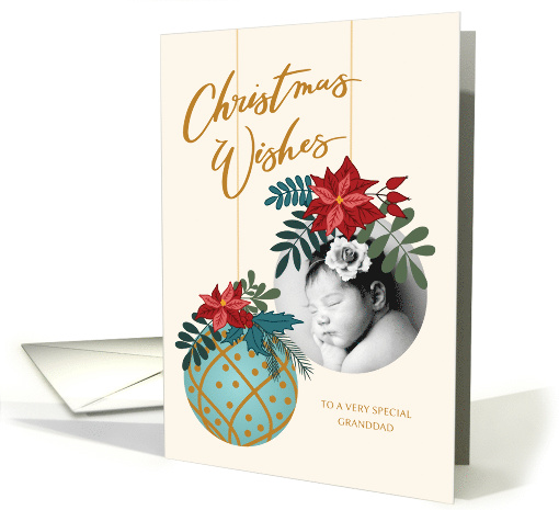 Custom Photo Christmas Wishes for Granddad with Hanging Ornament card