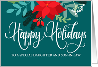 Customizable Happy Holidays to Daughter and Son In Law with Poinsettia card