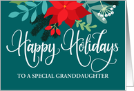 Customizable Happy Holidays to Granddaughter with Poinsettias card