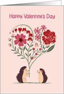 General Valentine’s Day Hedgehog giving a Heart Shaped Flower Bouquet card
