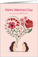 Custom Friend Valentine’s Day with Hedgehogs and Heart Shaped Flowers card