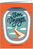 Bon Voyage From Both Of Us with Retro Airplane Window of Plane Wing card