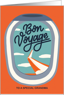 Bon Voyage to Grandma with Retro Airplane Window of the Plane Wing card