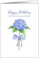Happy Birthday Great Granddaughter with Blue Hydrangea with Bow card